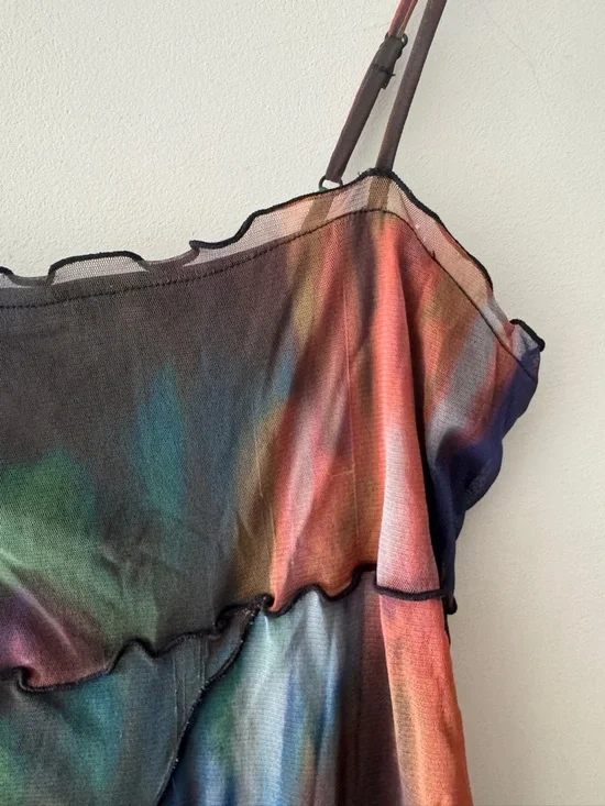 Urban Outfitters Moxie Multi Mesh Mini Slip Dress Tie Dye - Picture 9 of 9